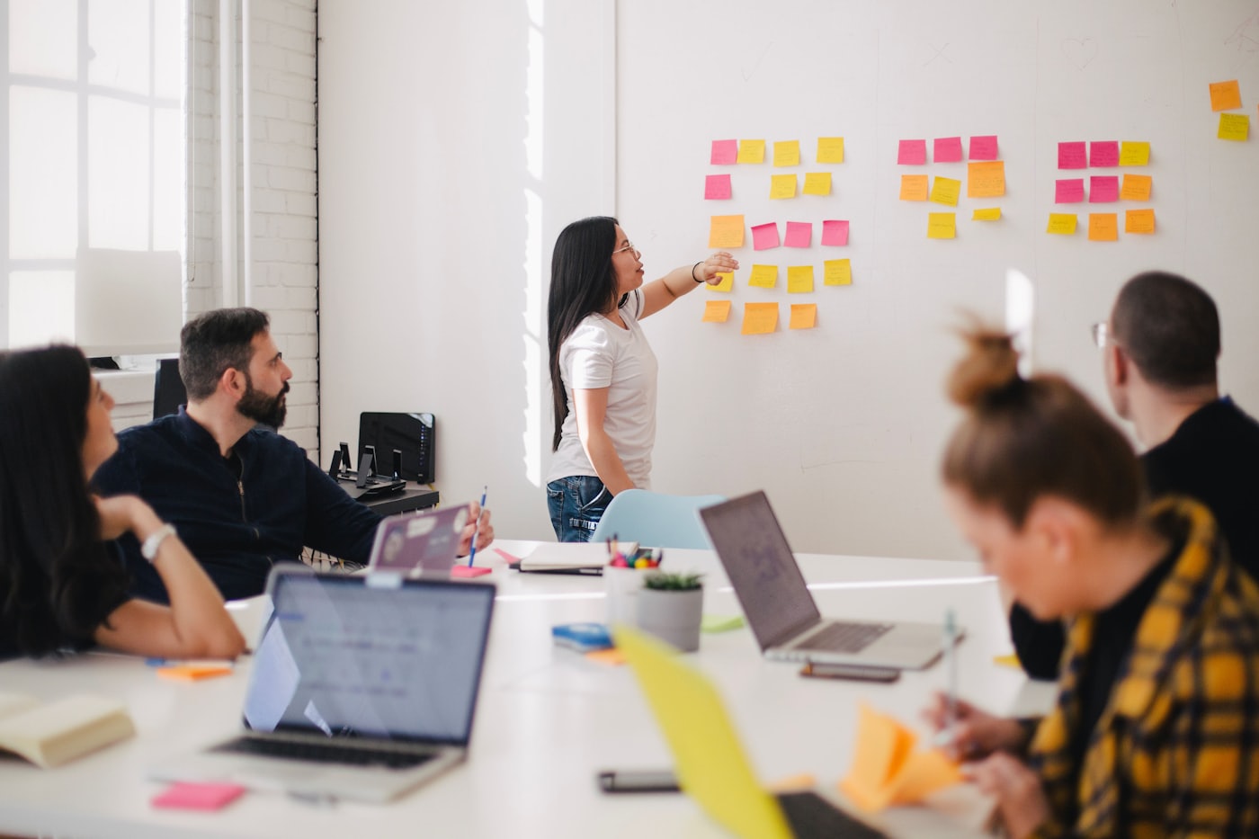 A team working together around a table